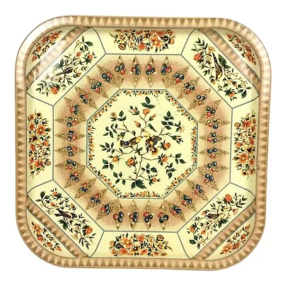 Daher Decorated Ware Square Tray 11101 Birds Flowers 14 Inch Kitchen Wall Decor • $27.99