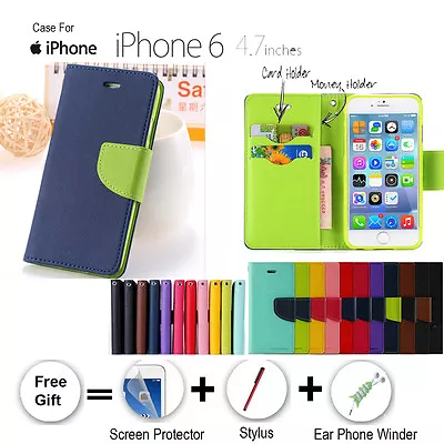 Wallet Style PU Leather Flip Stand Card Holder Type Case For IPhone 6 4.7 • $7.49