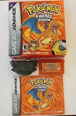 Pokemon FireRed Fire Red + Adapter GBA Game Boy Advance Complete In Box CIB Rare • $599.97