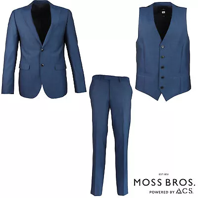 Moss London Jacket Waistcoat Trousers Peacock Blue Skinny Fit Sold Separately • £9.99