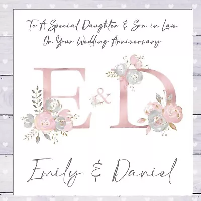 Personalised Wedding Anniversary Card - Daughter & Son In Law Couple Mum & Dad • £2.95