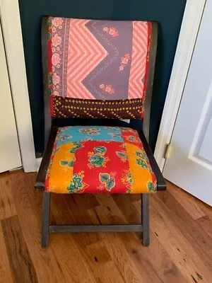 Anthropologie Terai Boho Chic  Gemotric Floral Flowers Folding Chair • $209.99