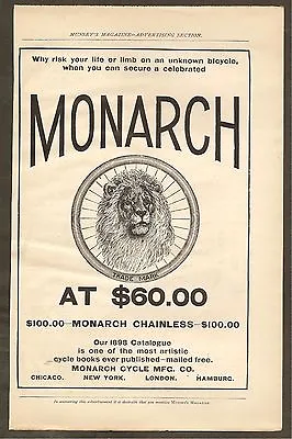 Vintage Ad From Munsey's Magazine - Monarch Bicycles Oxy Donor Victory & More • $9.99