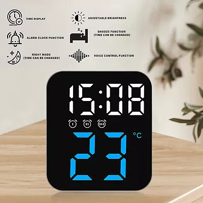 Digital LED Alarm Clock Temperature Desk Wall Clock Snooze Voice Control USB • $15.59