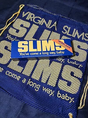 Vintage 80s Virginia Slims Cigarettes Slimsak Drawstring Bag Emo Indie Grunge • $14.99