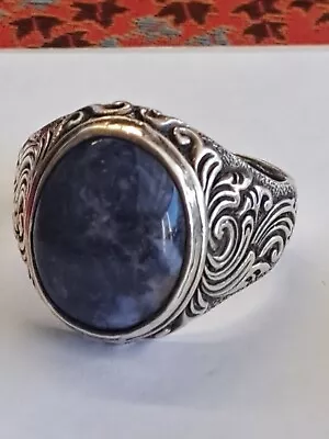 Lapis Lazuli Vintage Sterling Silver Mens Ring Sz 10.5 • $85