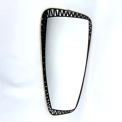 Vintage Spiegel Mid-Century Kidney Mirror Black Gold Wall Mirror 50er Years • $224.38