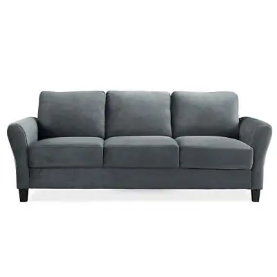 Lifestyle Solutions Tuxedo Sofa W/Round Arm Microfiber 4-Seater 31.5  Dark Grey • $315.81