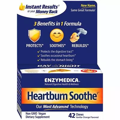 CHOOSE ONE: Enzymedica Heartburn Soothe 42 OR 90 Chews • $24.74