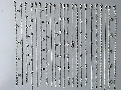 .925 Sterling Silver 10  Ankle Bracelets. You Pick It. 22 Styles To Choose From. • $9.95