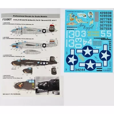 FoxBot Decals 1/48 48-044 B-25G/H/J Mitchell (Late) Pin-Up Nose Art • $20