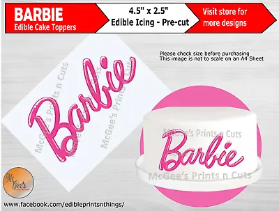 Barbie Edible Printed Cake Topper Decoration Premium Icing • £3.95