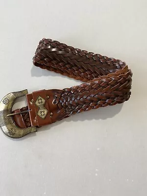 Cabi Brown Big Buckle Leather Braided One Size X4 • $27.99