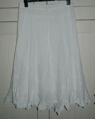 Women's White Cotton Broderie Anglaise Style Midi Length Skirt Size XL (34  W) • £13.50