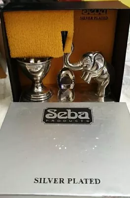 Seba Silver Plated Egg Cup And Spoon Set On Elephant Stand Christening Gift • £6.99