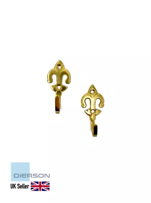 £2.99 • Buy 4x Solid Brass Metal Fleur De Lys Curtain Tie Backs Drape Tassel Rope Coat Hooks