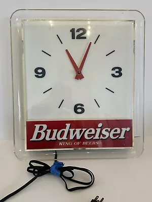 Vintage BUDWEISER King Of Beers Light Up Electric Clock Store Display Sign RARE • $150.49