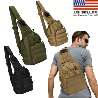 Men Backpack Tactical Sling Bag Chest Shoulder Outdoor Hiking Travel Camping • $15.18