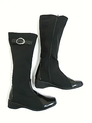 Cotton Traders Sock Boots Knee High Black With Rubber Soles Uk 4 EU 36.5 • £14.15