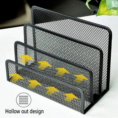 Folder Holder Desk Mail Organizer Letter Holder Metal Mesh With 3 Compartments • $9.99