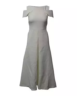 Pre Loved Roland Mouret White Cold Shoulder Midi Dress In Polyester • $1017.50
