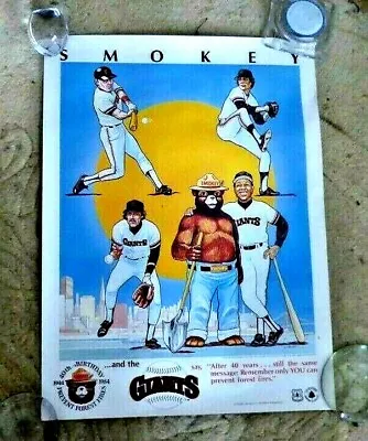 Vintage Poster Smokey And The Sf Giants Baseball Prevent Forest Fires 1984 • $74.99