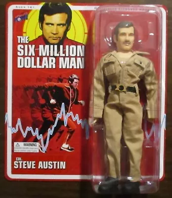 Six Million Dollar Man Steve Austin Khaki Suit Moustache Variant 8  Retro Figure • $15.50