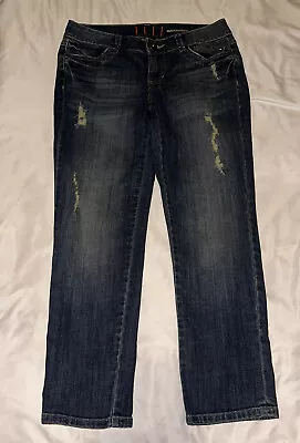 Elle Skinny Boyfriend Blue Distressed Destroyed Stretch Denim Jeans Size 6 • $8.45