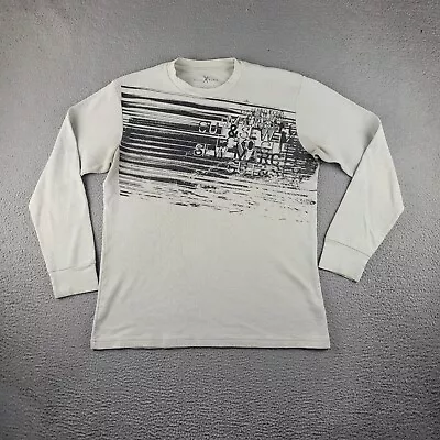 Marc Ecko Shirt Mens Large Beige Waffle Knit Thrashed Grunge Crew Neck Tee • $10