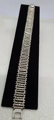 Silver Tone Ladder Bracelet With Rotating Tumblers 8   BLING Vintage Retro • $15