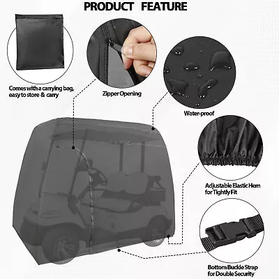 4 Passengers 600D Waterproof Golf Cart Cover For EZGO Club Yamaha Shade Cover  • $30.58