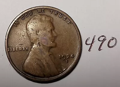 1924-S Lincoln Wheat Cent         #490 • $2.10