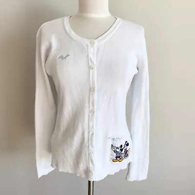 Vintage Disney Store Mickey Minnie Mouse Cardigan Sweater White Womens M • $30