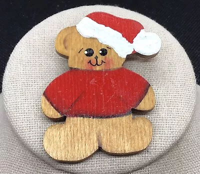 Vintage Christmas Holiday Costume Large Wooden Teddy Bear Pin B903 • $5.99