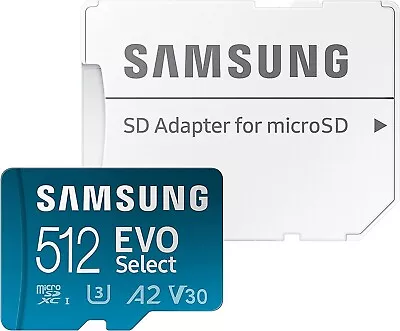 Samsung EVO Select + Adapter 512GB Class 10 Micro SD SDHC SDXC 130MB/s NEW • $65