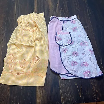 Lot Of 2 Vintage Floral Kitchen Half Aprons • $9.99