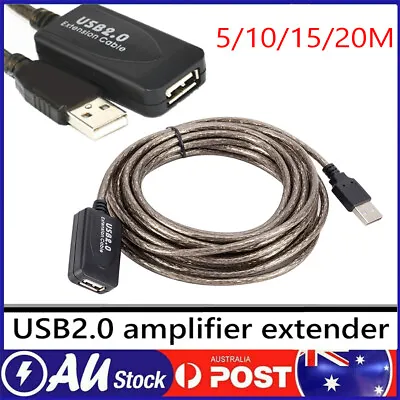 $17.49 • Buy 5/10/15/20m USB 2.0 Extension Cable Male To Female Active Repeater Extender Cord