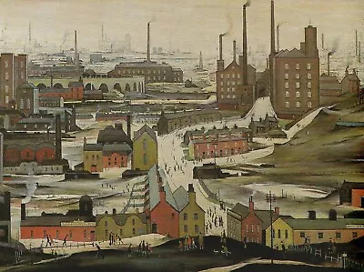 L S Lowry Industrial Ashton Under Lyne 1952 Exquisuite Smaller Mounted Print • $14.93