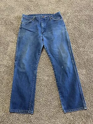 Vintage Wrangler Mens Jeans Size 36 Blue Denim 36x32 USA Made *Flaw* 13MWZ -8469 • $24.99