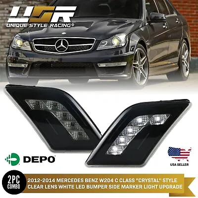 DEPO NO ERROR White LED Smoke Bumper Side Marker Light For 08-11 W204 C Class • $21.54