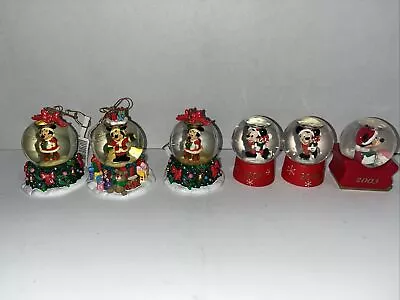 Old Vintage Disney Snow Globe Christmas Ornaments Of Mickey And Minnie Mouse! X7 • $49.99