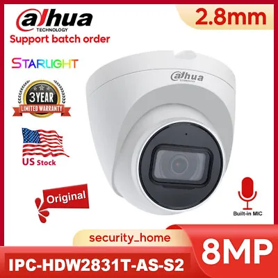 Dahua 8MP 4K PoE IP Camera IPC-HDW2831T-AS-S2 Starlight IVS Built-in Mic CCTV • $99.75
