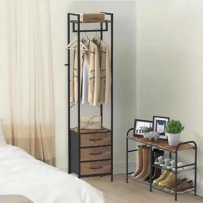 Freestanding Tall Closet Organizer Small Space Clothes Rack With Drawers Hallway • $55.99