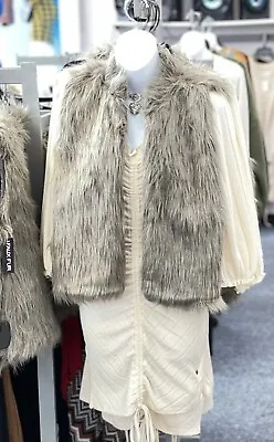 £30.64 • Buy ⭐️ Plus Size Woman Faux Fur Women Winter Vest Long Coat Open Front Brown Size 2X