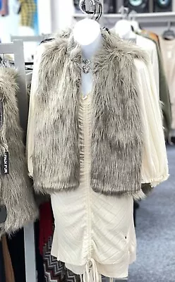 £30.64 • Buy ⭐️ Plus Size Woman Faux Fur Women Winter Vest Long Coat Open Front Brown Size 2X