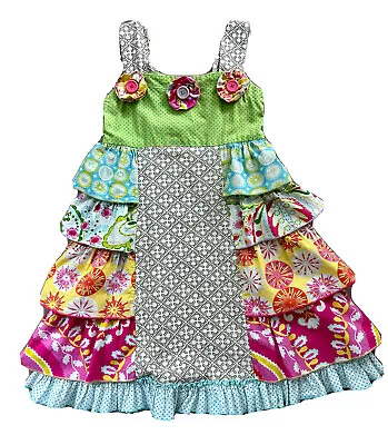 Mustard Pie Flower Print With Ruffles Sundress Girls Size 7 • $15