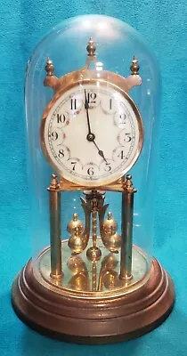 Kieninger & Obergfell 400 Day Anniversary Clock W Glass Dome 12  & Key Works  • $320.34