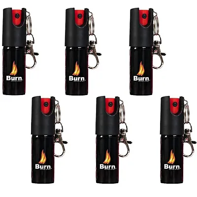 Lot Of 6 BURN Pepper Spray 1/2oz Keychain Unit Safety Lock Self Defense Security • $18.95