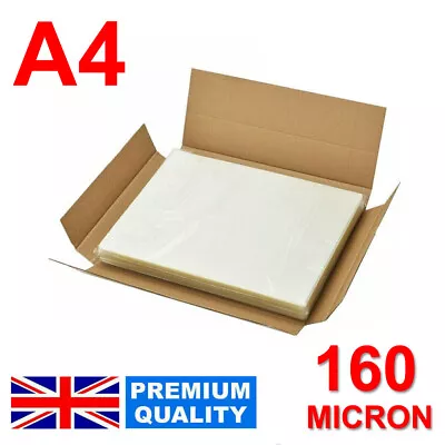 A4 Laminating Pouches Gloss Laminator Laminate Sheets Sleeves 160 Microns • £1.99