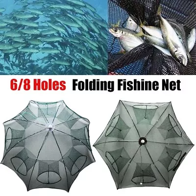 Fold Fishing Bait Trap Crab Net Crawdad Shrimp Cast Dip Cage Fish Minnow Catcher • $8.99